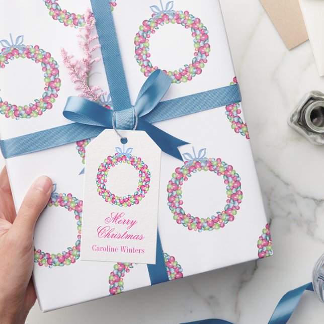 Vattfärg Jul - färgstarka Baubles Utandning Presentetikett (Skapare uppladdad)