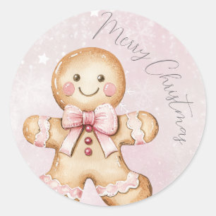 Vattfärg Jul Gingerbröd Runt Klistermärke