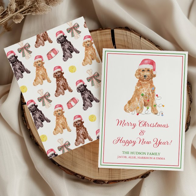 Vattfärg jul-Hund Julkort (Skapare uppladdad)