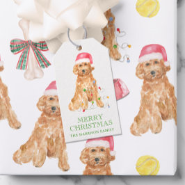 Vattfärg jul-Hund Presentetikett