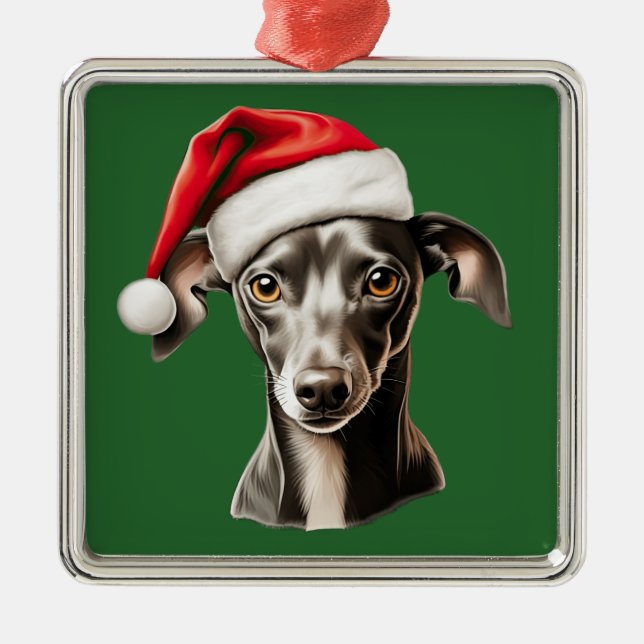 Vattfärg jul Italienska Greyhound Julgransprydnad Metall (Framsidan)