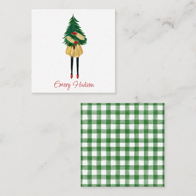 Vattfärg jul, Mode-gåshyttring Anteckningskort (Fram/baksida)