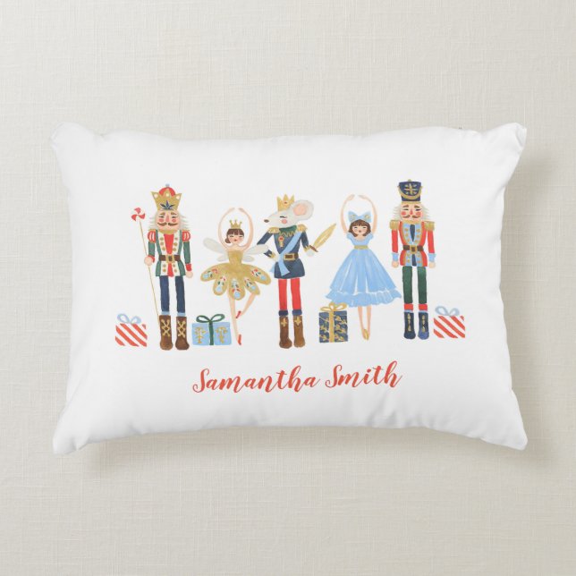 Vattfärg jul Nutcracker Pillowcase Prydnadskudde (Framsidan)