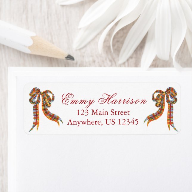 Vattfärg jul Play Bows Adress Returadress Etikett (Insitu)