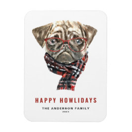 Vattfärg jul Pug Lycklig Howlidays Magnet