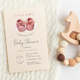Vattfärg Little Girl Rosa Shower Baby Shower Inbjudningar