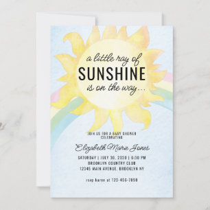 Vattfärg Little Ray of Sunshine Himlar Baby Shower Inbjudningar