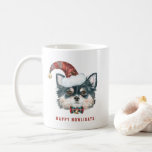 Vattfärg Long Hjärmed Chihuahua Santa jul Kaffemugg<br><div class="desc">Lycklig Howlidays! Fira helgdagarna med detta söta hund-temade mugg. Den har en vattenfärg med lång smak chihuahua som bär en julhatt. Anpassa genom att lägga till namn, data eller meddelanden. Helgdag Chihuahua mugg kommer att bli perfekt som gåva.</div>