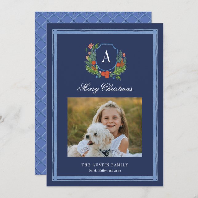 Vattfärg, Monogram-familjens helgdag Julkort (Fram/baksida)