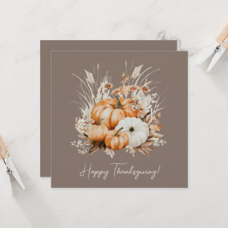 Vattfärg Pumpkins Dry Grass Happy thanksgiving