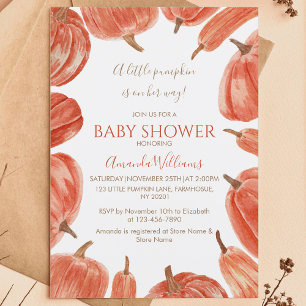 Vattfärg Rustic Pumpkin Girl Shower Inbjudningar
