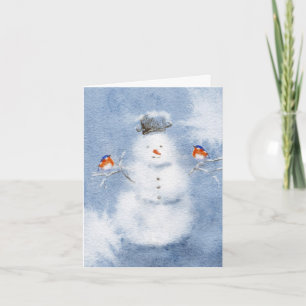 Vattfärg Snögubbe-julkort festlig Kort