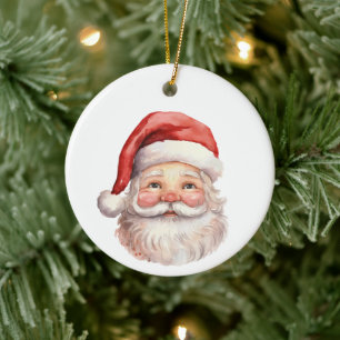 Vattfärg Stil Jultomten Ansikte jul Julgransprydnad Keramik