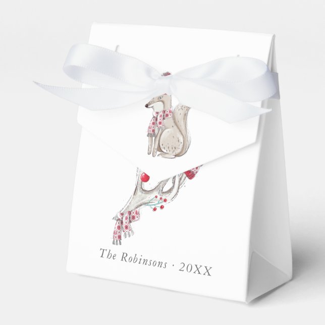 Vattfärg Vinter Fox jul Presentaskar (Framsidan Sidan)