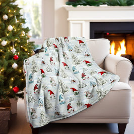 Vattfärg Vinter Gnomes i Snö jul Fleecefilt