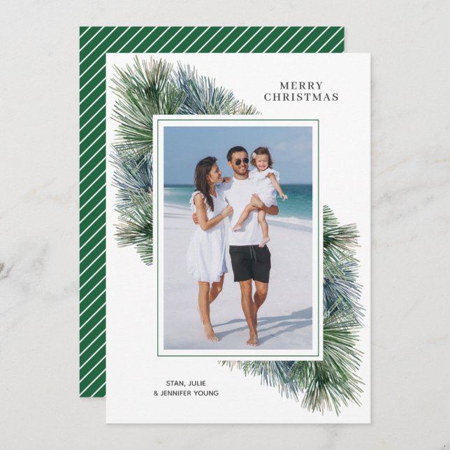 Vattfärg Vinter-Gräs julfoto Julkort (Fram/baksida)