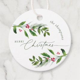Vattfärg Vinter Greenery Modern jul Gåvor Etiketter