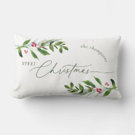 Vattfärg Vinter Greenery Modern jul Lumbarkudde