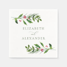 Vattfärg Vinter Greenery Modern jul Pappersservett