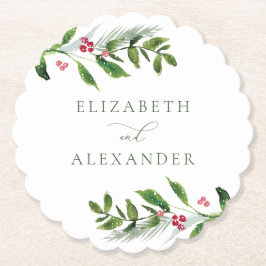 Vattfärg Vinter Greenery Modern jul Underlägg Papper