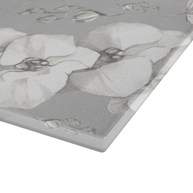 Vattfärg Vit Orchid på Grått | (Hörn)