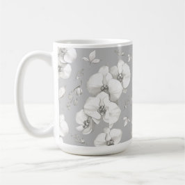 Vattfärg Vit Orchid på Grått | Kaffemugg