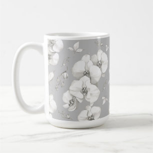 Vattfärg Vit Orchid på Grått Kaffemugg