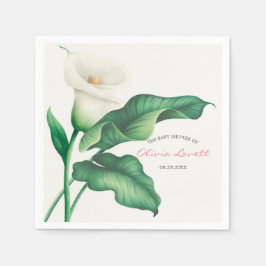 Vattfärg White Lilly Baby Shower Napkins Pappersservett