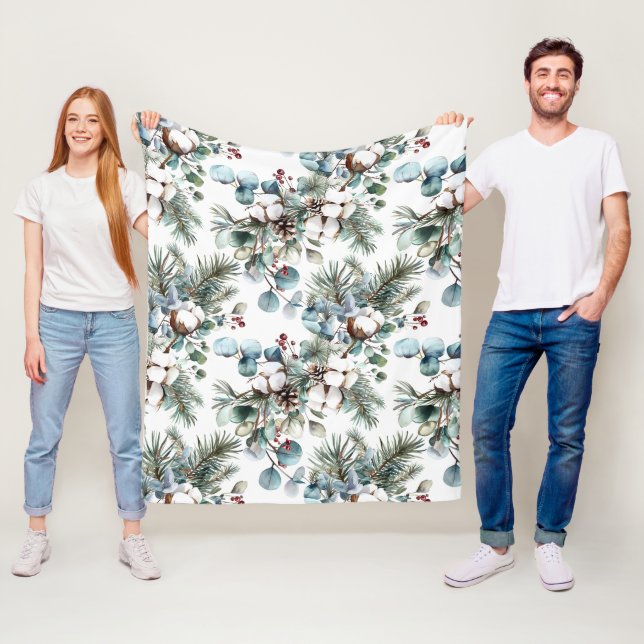 Vattfärg Winter Cotton Gräs jul Fleecefilt (På plats)