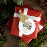 Vattfärg Winter House jul Runt Klistermärke<br><div class="desc">Vattenfärg Vinterjulens dekorativa klassiska rondetikett. Matchande artiklar tillgängliga.</div>