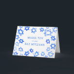 Vattfärgsblå stjärnor MAZEL TOV Bat mitzvah Kort<br><div class="desc">Perfekt roligt MAZEL TOV-kort som ska skickas för bat mitzvah, pub mitzvah eller andra judiska firande! Hand gjorde vattenfärgsgrafik åt dig på framsidan och på insidan. FULLT ANPASSADE! Klicka på "Anpassa" ovan om du vill redigera texten. Klicka på "Redigera med verktyg" för att justera typsnitt, färg och placeringar. Utformningen är...</div>