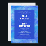 Vattfärgsblad Blått Anpassningsbar Pub Bat mitzvah Inbjudningar<br><div class="desc">Perfekt-kort för att tillkännage ett bat mitzvah, pub mitzvah eller annat judiskt firande! Hand skapade konst åt dig. FULLT ANPASSADE! Klicka på "Anpassa" ovan om du vill redigera texten. Klicka på "Redigera med verktyg" om du vill justera typsnitt, färg och placeringar och ta bort baksidans design om du vill (jag...</div>