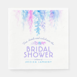 Vattfärgsblått blommigt lila möhippa pappersservett