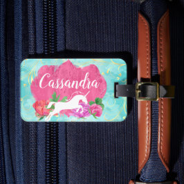 Vattfärgsblomma Blå Rosa Blå flickor Namn Bagagebricka