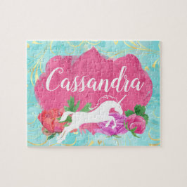 Vattfärgsblomma Blå Rosa Blå flickor Namn Pussel