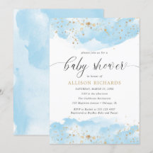 Vattfärgsdusch för baby blue vita guld-babybarn