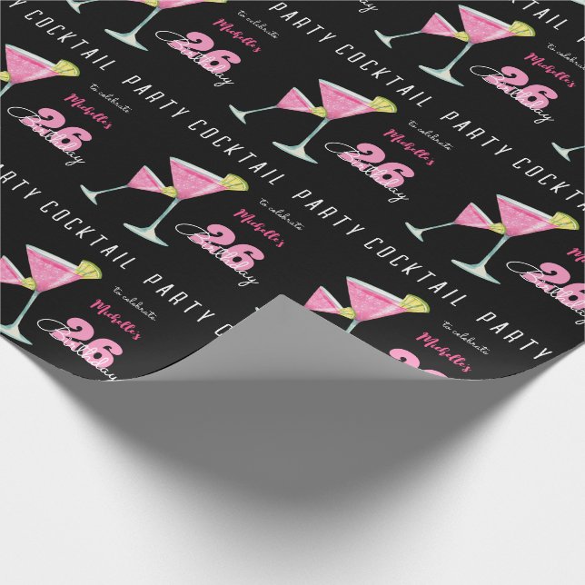 Vattfärgsfärg, svart födelsedagsfest presentpapper (Hörn)