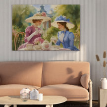 Vattfärgsfärg Viktorian Tea Party-målning