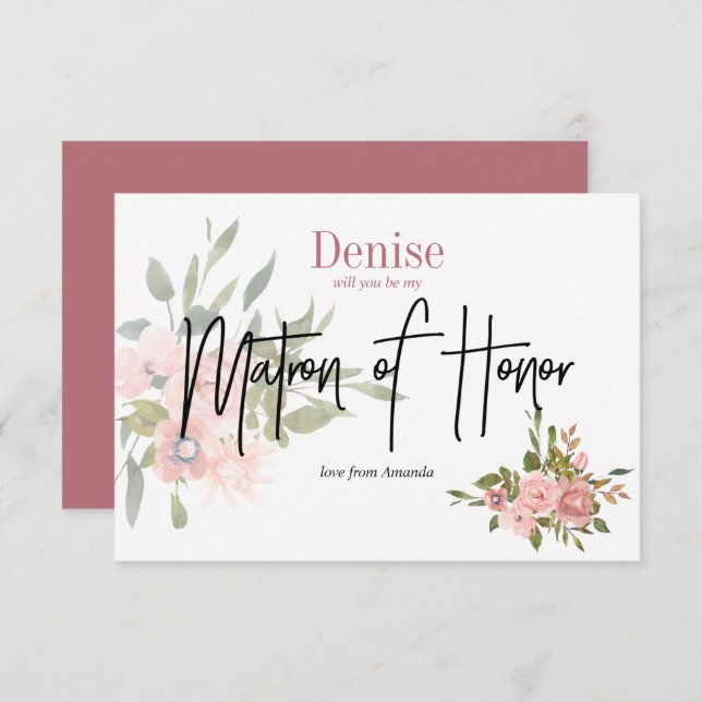 Vattfärgsfärgad Blommigt kommer du att bli min hed Inbjudningar (Fram/baksida)