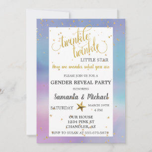 Vattfärgsfärgen Guld Gender Reveal Party Inbjudningar