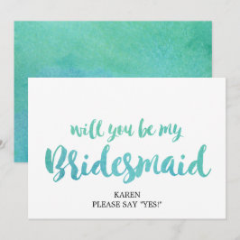 Vattfärgsfärgfalligrafi blir du min bridesmaid inbjudningar