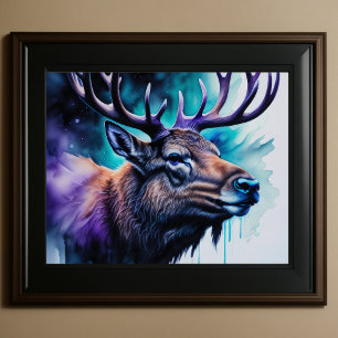 Vattfärgsfärgning Majestic Elk 5:4 Poster