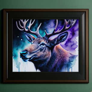Vattfärgsfärgning Majestic Elk 5:4 Poster