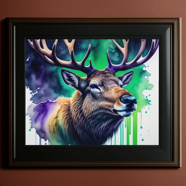 Vattfärgsfärgning Majestic Elk 5:4 Poster (Skapare uppladdad)