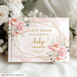 Vattfärgsgäst för rosa, babydusch, bok