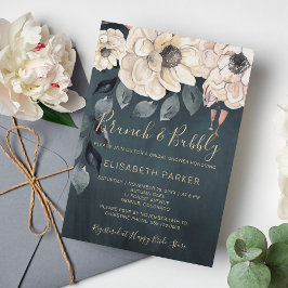 Vattfärgsmoderna vita blommor brunch och bubblande inbjudningar