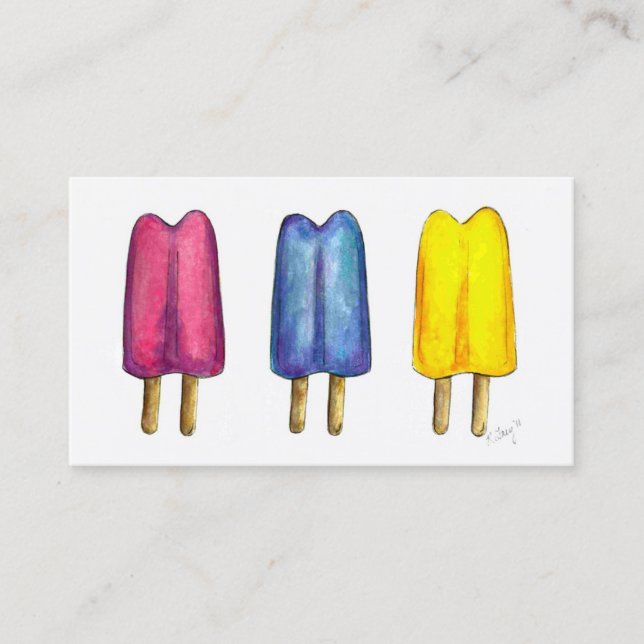 Vattfärgspopsicle Twin Popsicles Ice Lolly Visitkort (Framsida)