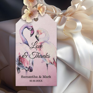 VattfärgsRosa Flamingo Bröllop Gift Märkre Presentetikett