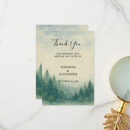 Vattfärgsskogskort gräs träd Tack bröllop