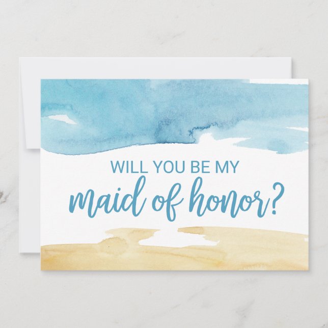Vattfärgssoland och hav blir min Maid of honor Inbjudningar (Framsida)